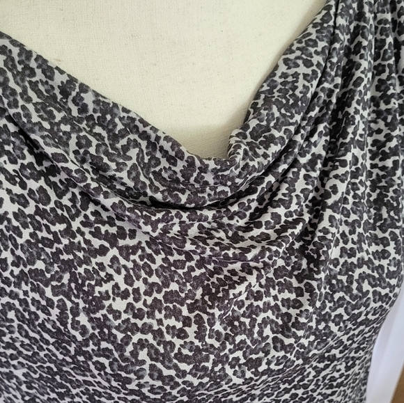 Talbots Cheetah Cowl Neck Shortsleeve Stretch Top - Picture 2 of 9